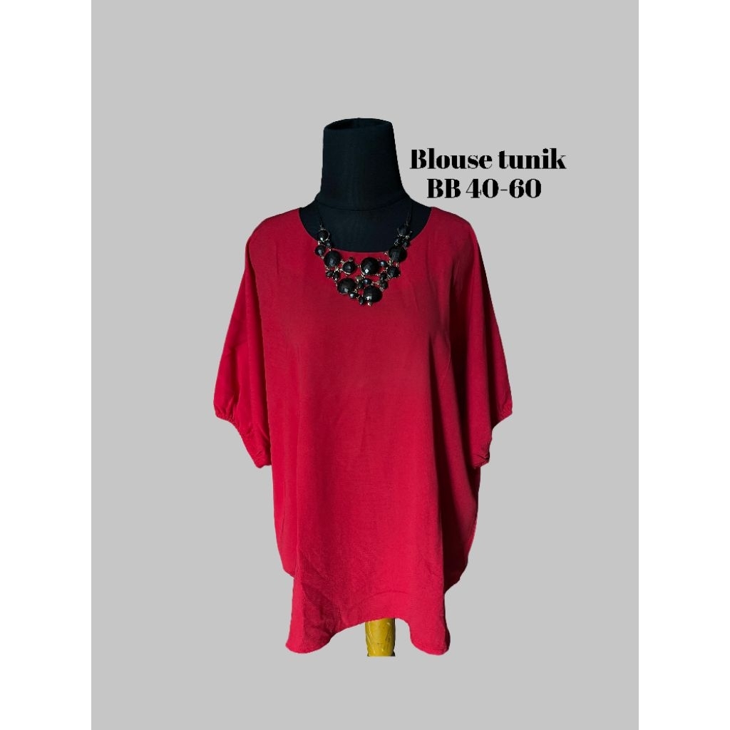 Blouse tunik merah polos (prealove)