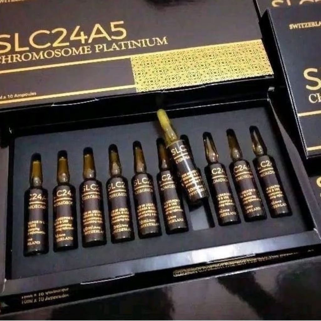 Infus Chromosome Platinum SLC24A5 - 10 Ampul Per Box, Solusi Pemutihan Kulit Permanen