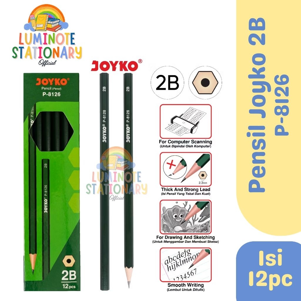 LUMINOTE STATIONERY || (1 BOX) Pensil 2B Joyko P-8126//Pensil Joyko 2B P-8126//Pensil 2B Joyko P-812