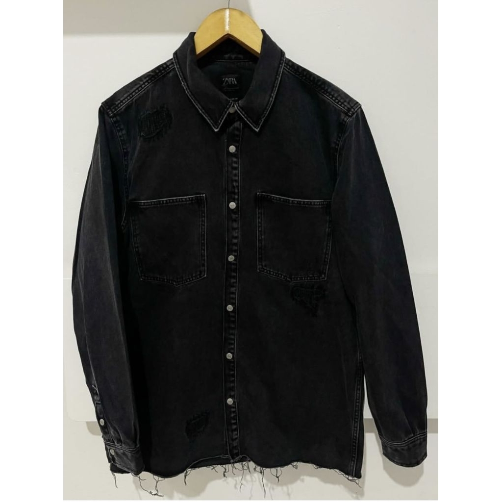 Kemeja Outer Jaket ZaraMan Denim Black Original