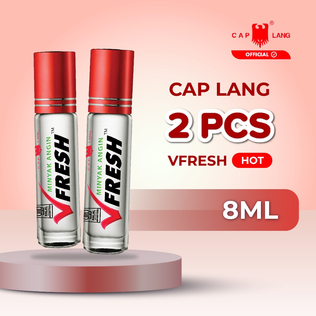 Cap Lang 2 pcs Vfresh Hot 8ml - Minyak Aromatherapy Meringanlan Pusing & Pegal-Pegal pada Otot Leher