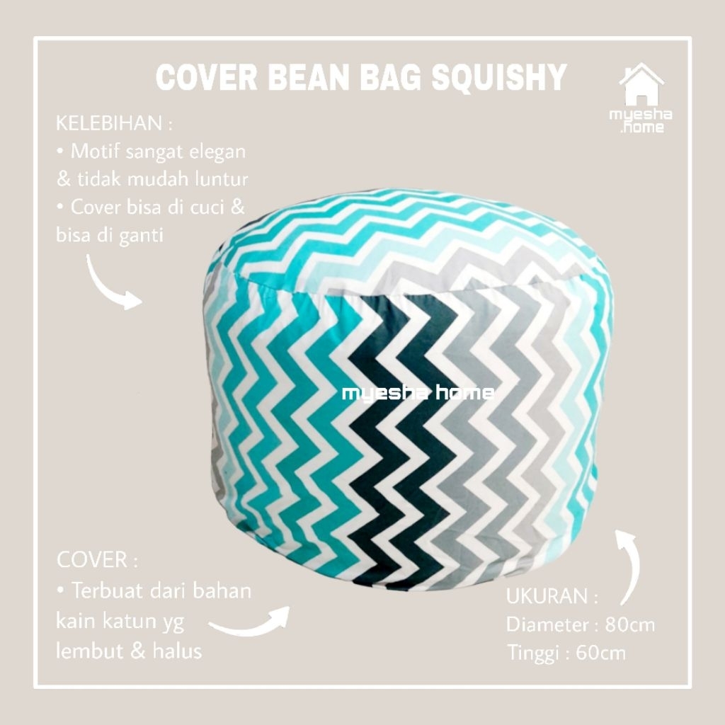 Cover Sofa Bean Bag Squishy / Sarung Sofa Bean Bag Bulat CBS10