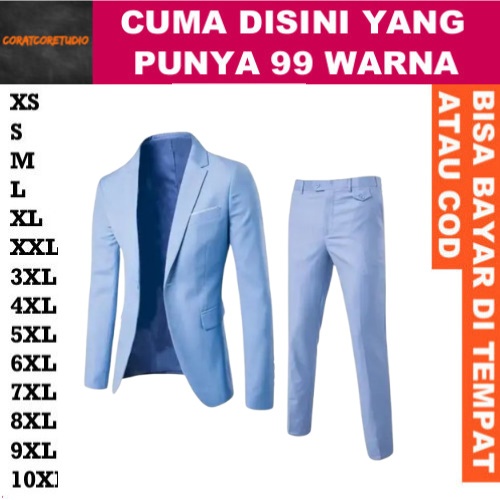 99 WARNA JAS Blazer Celana Biru muda denim pastel baby blue sky light soft blue BIRU MUDA SIZE JUMBO
