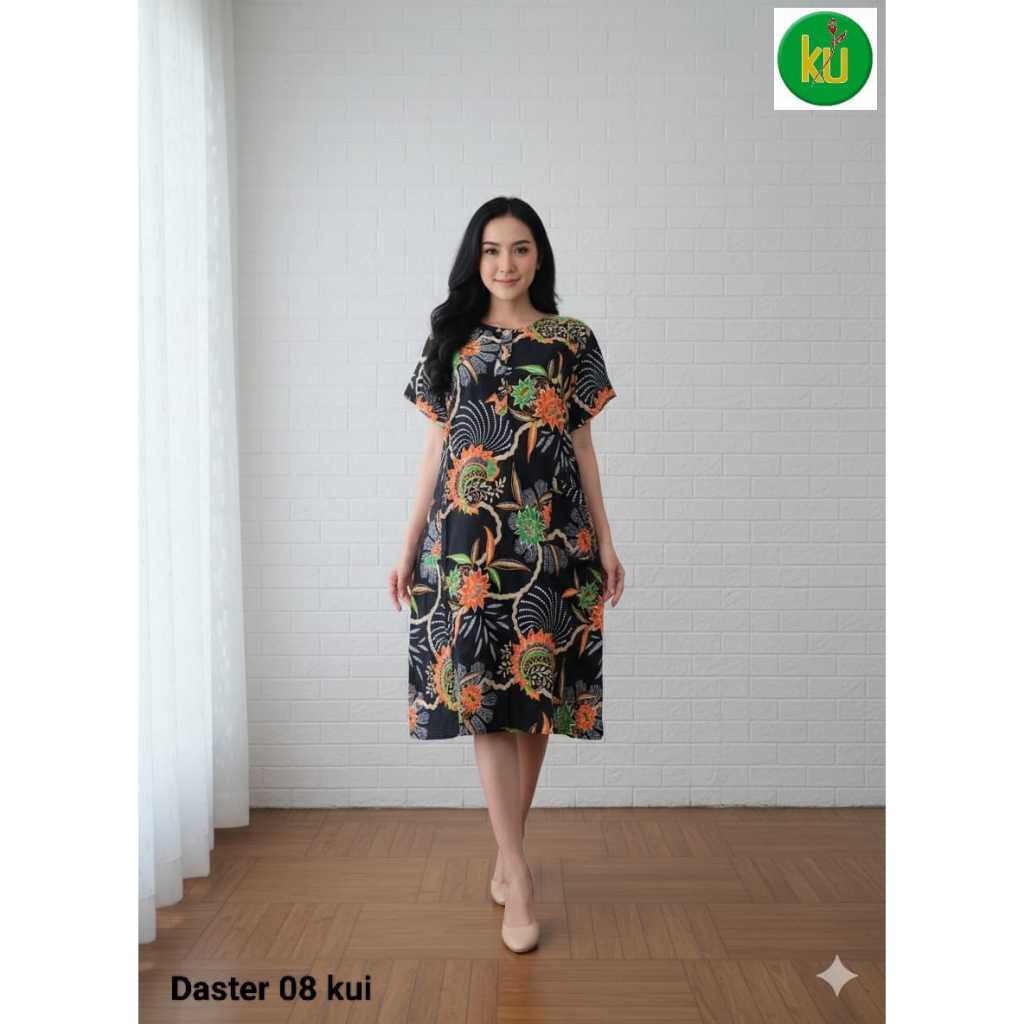 Kencana Ungu Daster Batik DS 08 KUI Label Hijau Baju Homedress Wanita Dewasa Kancing Depan Busui