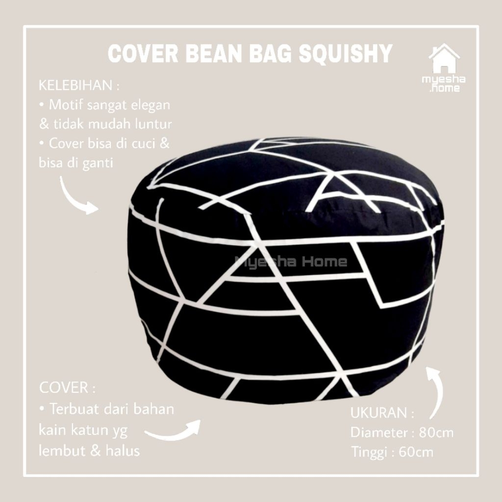 Cover Sofa Bean Bag Squishy / Sarung Sofa Bean Bag Bulat CBS41