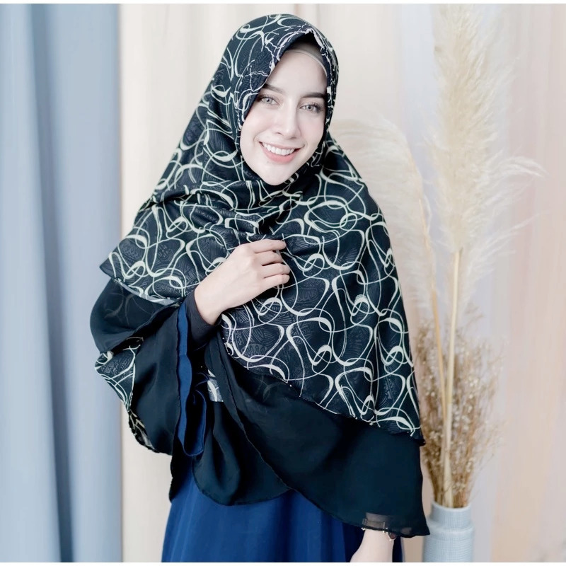 Koyu Hijab Bergo Khimar Motif