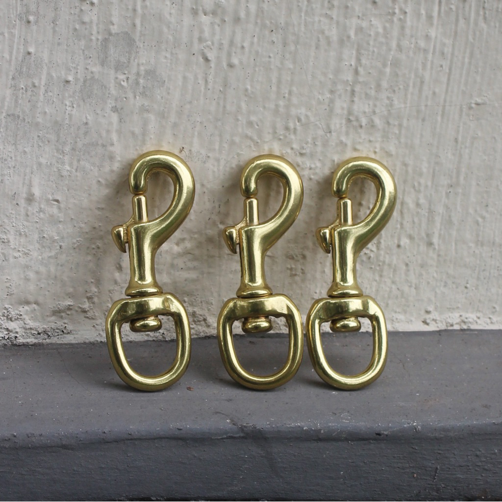 GANTUNGAN KUNCI / SWIVEL EYE BOLT SNAP HOOK KUNINGAN ASLI DAPAT DIGUNAKAN UNTUK PENGAIT TALI HEWAN S