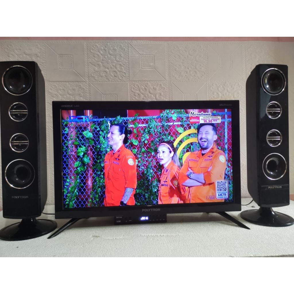 Polytron Led TV 24 Inch Analog TV + Speaker Tower (Inc. Packing Kayu)