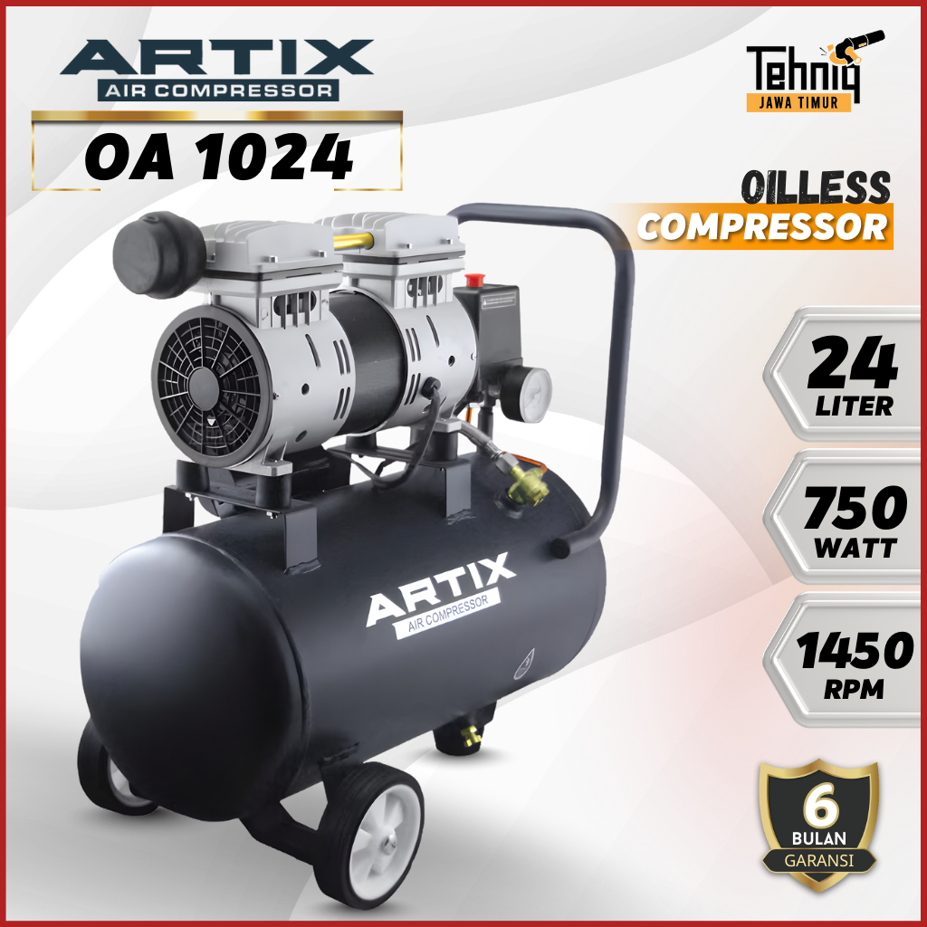 Kompresor Angin Listrik Tanpa Oli ARTIX OA 10-24 Oil Less Compressor 1 HP