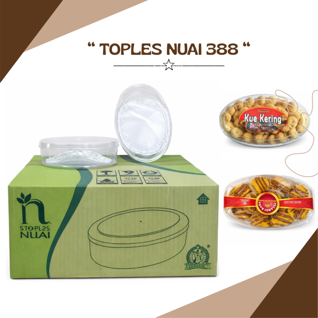 Toples Kue Kering Oval Nuai SN 388 / Toples Kue Lebaran 250 gr / Toples Oval 500 gr