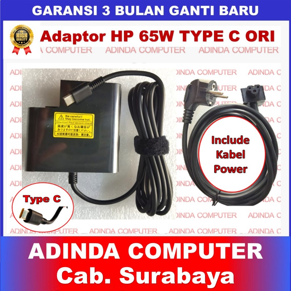 Adaptor Charger Original HP Spectre X360 65W USB Type C