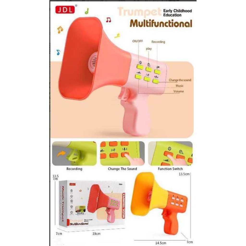 Mainan Anak Trumpet Multifungsi / Mainan Anak Spiker Toa Suara / Mainan Speaker Berubah Suara / Main