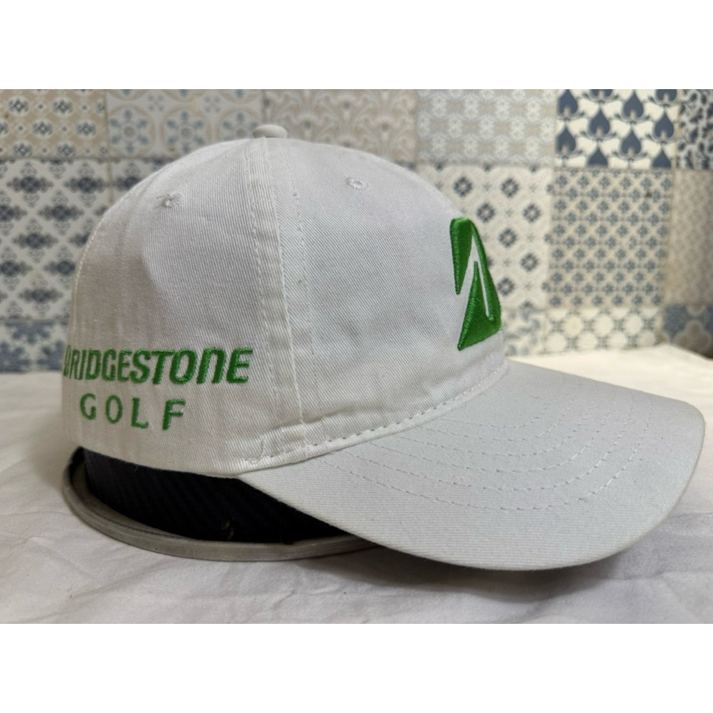 Topi Second Brand Branded Bridgestone Golf Tour Vintage Green White Like New