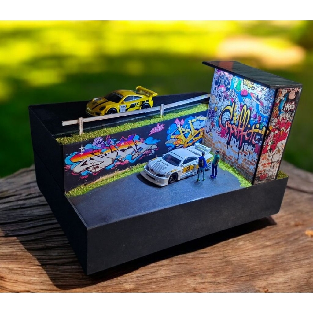 Diorama Parkiran Jalanan graffiti JDM diecast