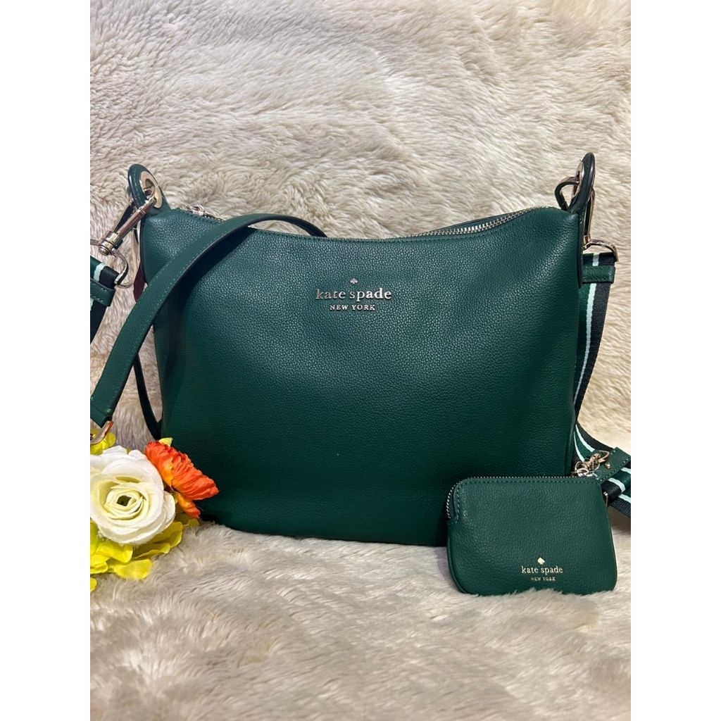 KS ROSIE PEBBLED LEATHER CROSSBODY DEEP JADE