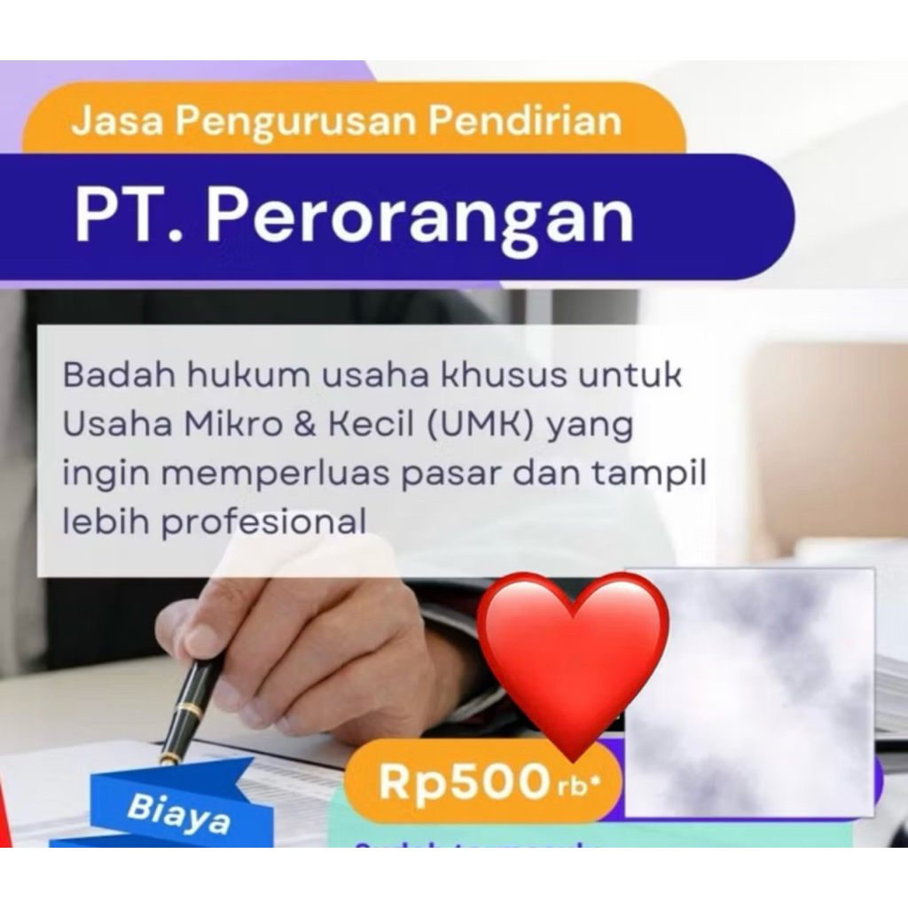 Jasa Pembuatan PT Perorangan, satu hari jadi