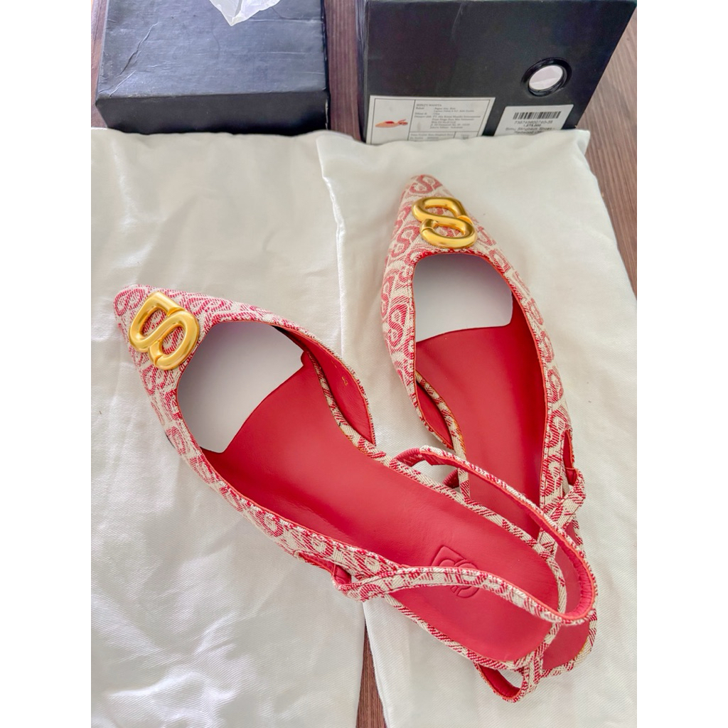 Bimu slingback shoes buttonscarves ukuran 38