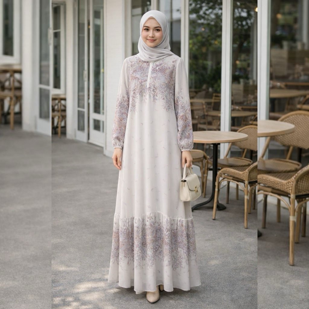 SYIFA DRESS By ZIYA ~ Gamis Ceruty Babydoll Premium Motif Bunga Kecil