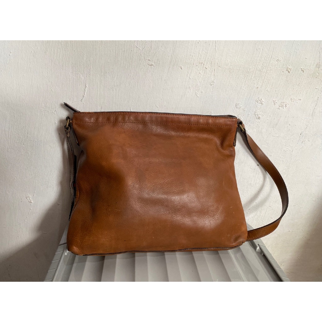 tas sling bag slempang cowo pria brand Coach full kulit leather coklat preloved