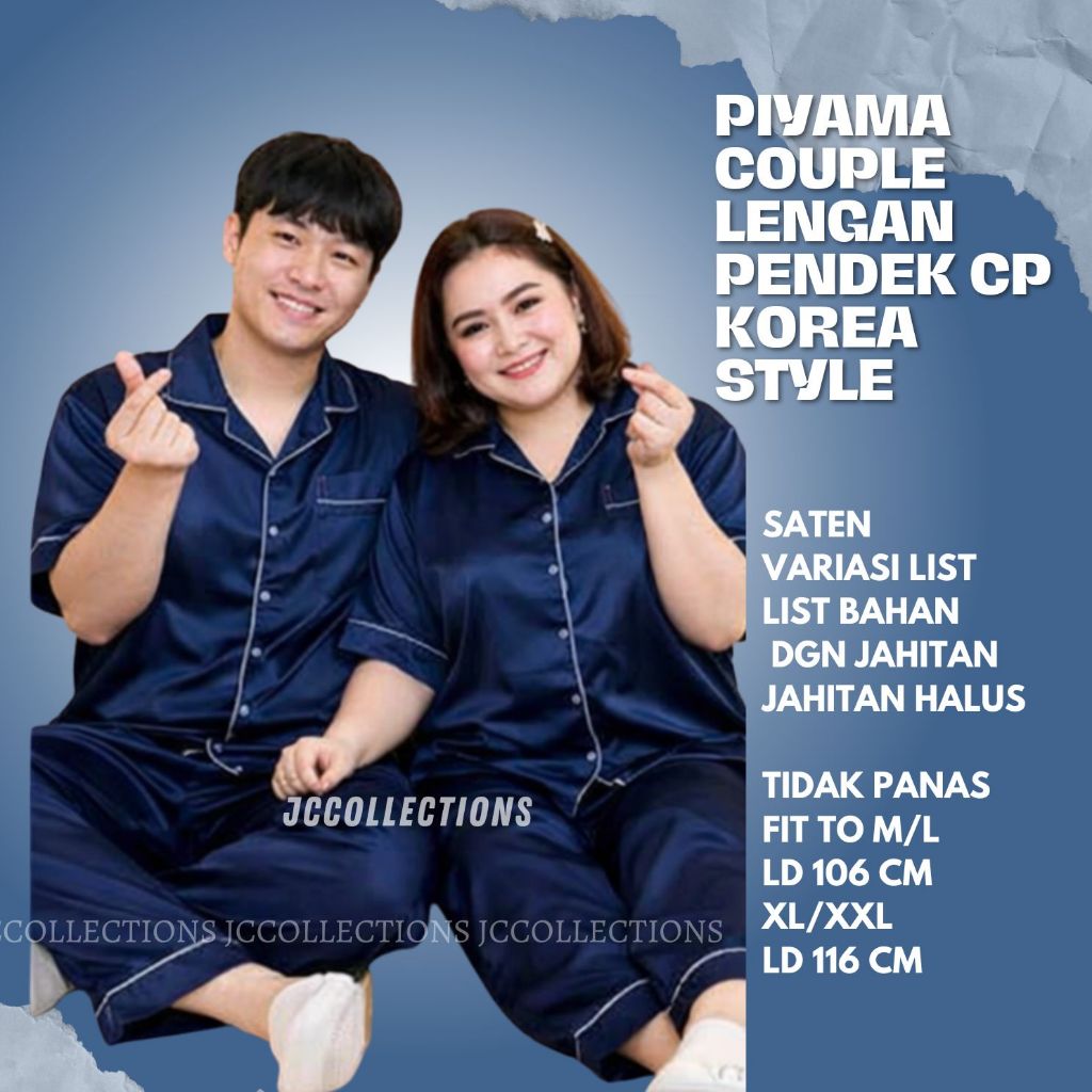 Piyama Couple pasangan Satin Big Size 2XL COUPLE CP - Piyama Satin Jumbo - JCCollections