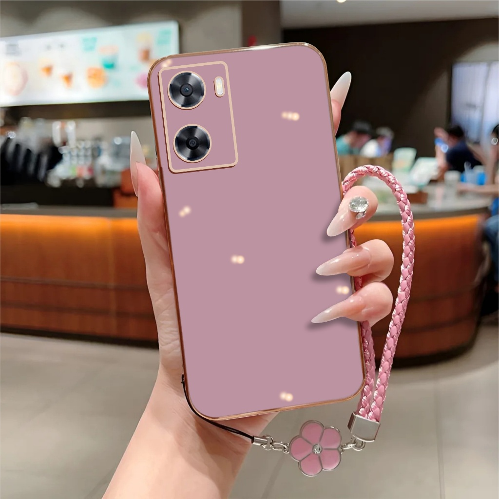 Soft Case Oppo A57 A57s A77s Luxury Plating Glosyy Free Tali Bunga Handphone