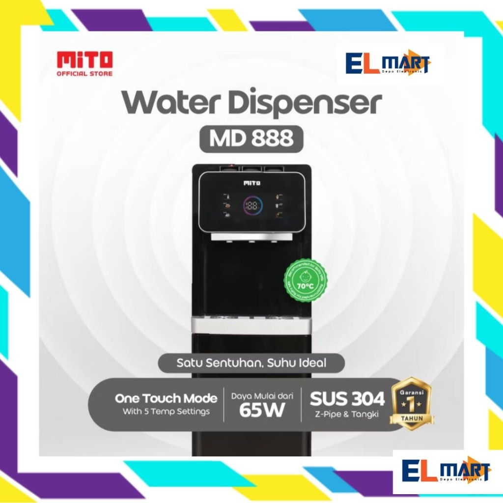 Mito Dispenser Galon Bawah  Panas Dingin Normal 3in1 3 Kran MD 888 MD888 One Touch
