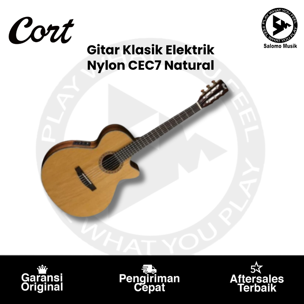 Gitar Klasik Elektrik Cort Nylon CEC7 Natural Original