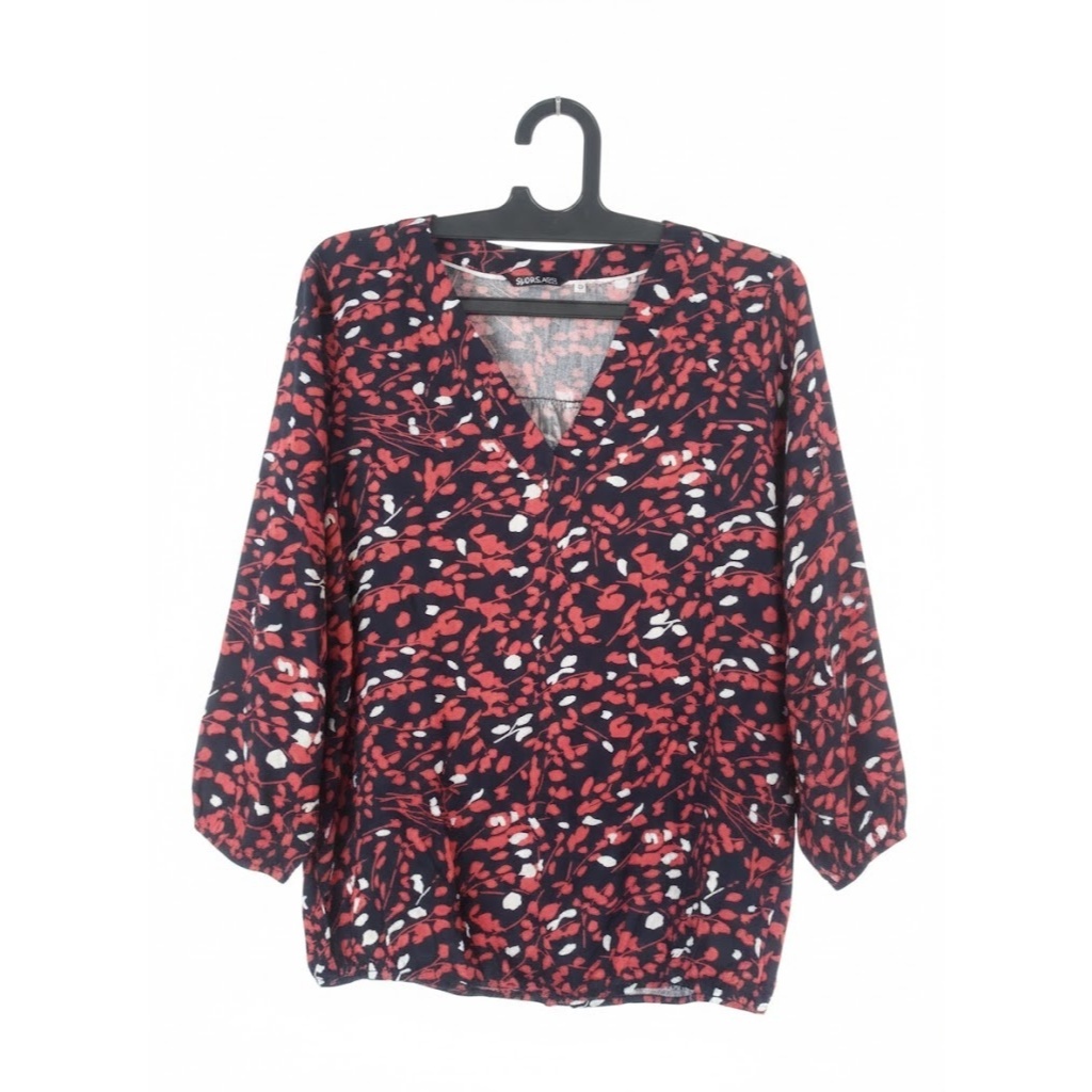 blouse v neck Sarklass floral blus branded wanita