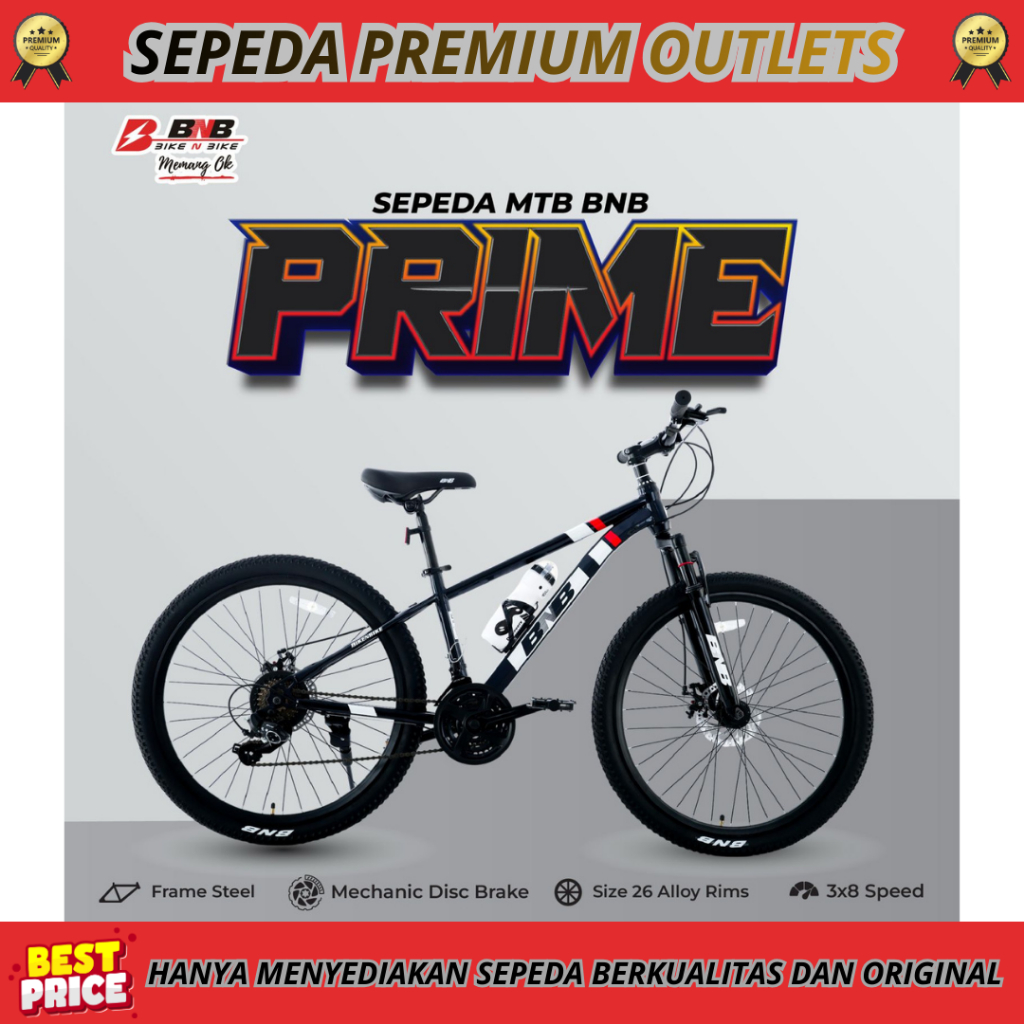 SEPEDA GUNUNG MTB BNB ALPHA PRIME 26 INCH 24 SPEED