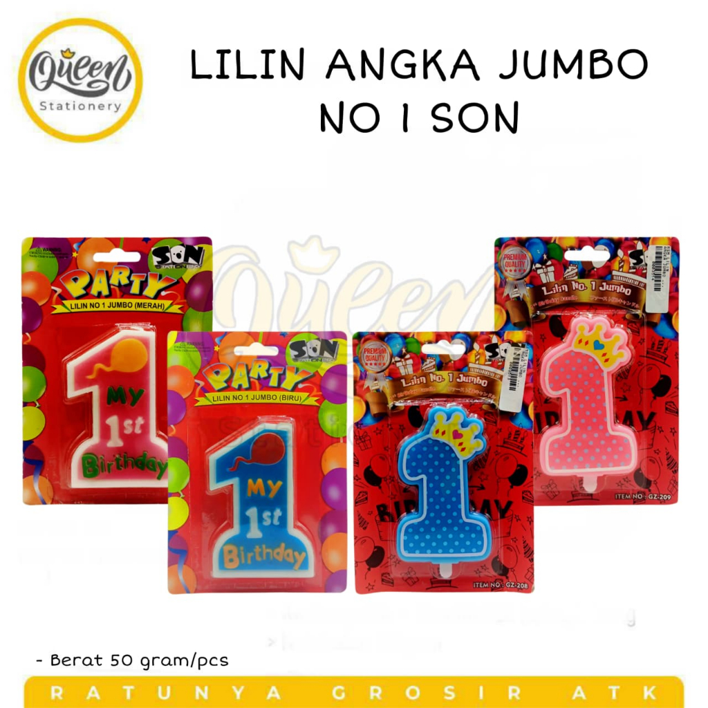 1 PCS LILIN ANGKA JUMBO NO 1 SON / LILIN ANGKA / LILIN ULANG TAHUN / LILIN HBD