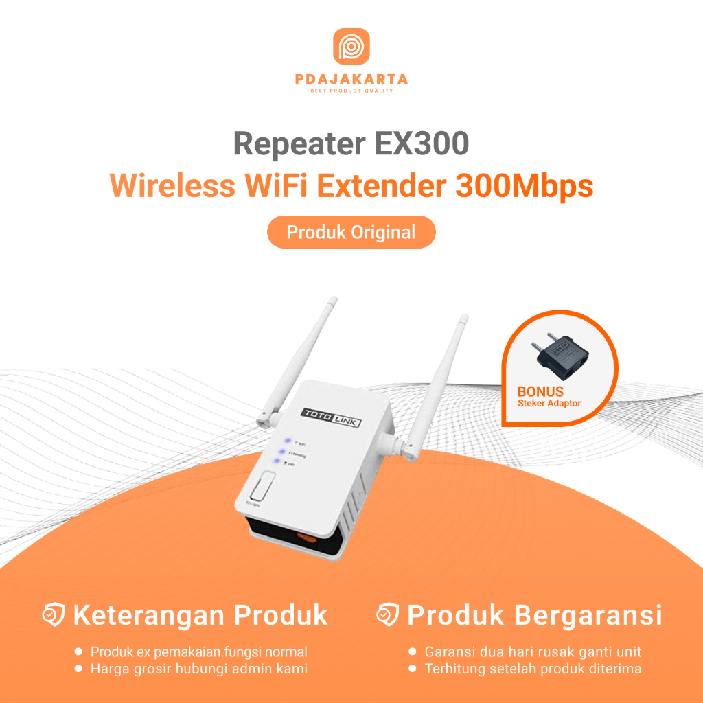 Repeater TOTOLINK EX300 HTG65415FG Wireless WiFi 300Mbps Extender 2 Antena Bekas Original