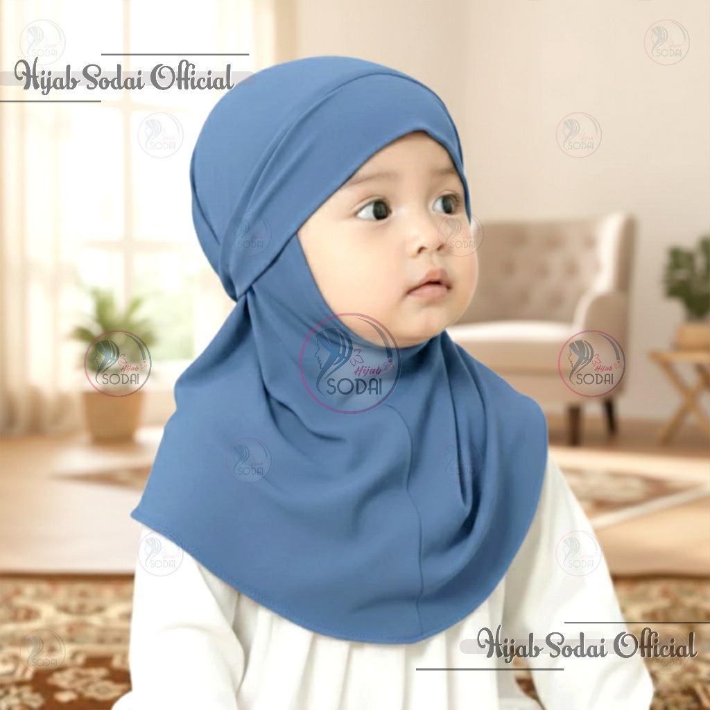 Hijab Bayi French Khimar Arabian Anak Bayi - 3 Tahun Jersey Premium HIjab Balita Instan Nyaman