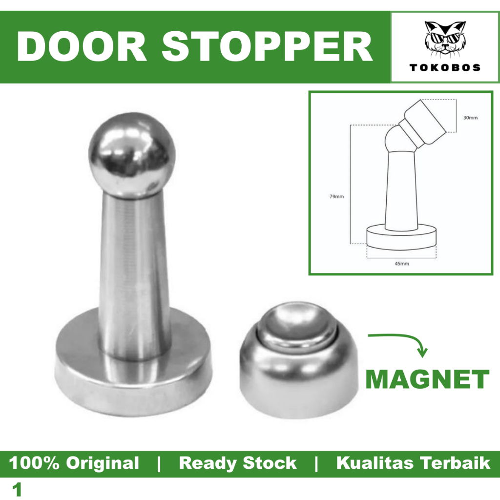 Penahan Pintu Rumah Otomatis Door Stopper Penahan Pintu Magnet Pengaman Bulat Bawah Stainless