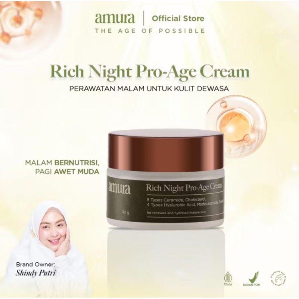 AMURA Rich Night Pro-Age Cream 30gr || Amura Cream Malam