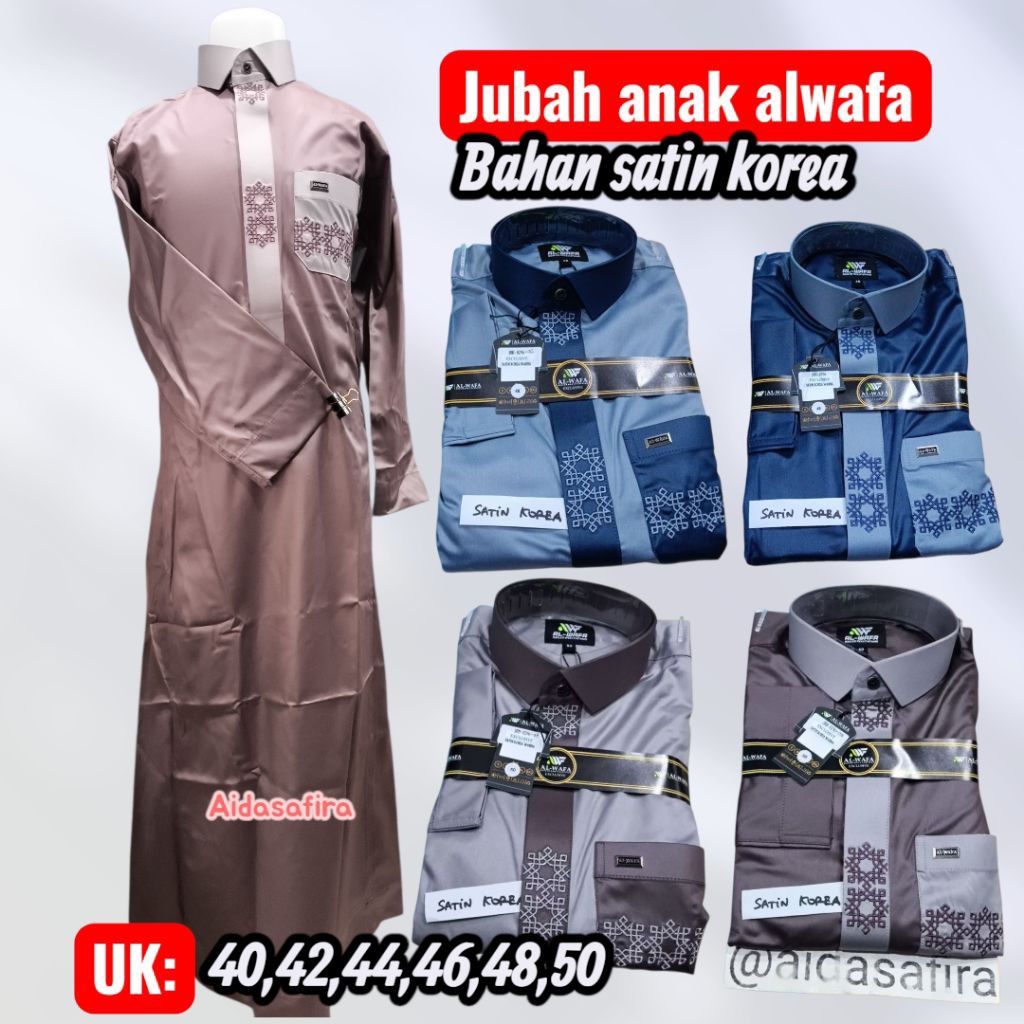(AL-WAFA) JUBAH GAMIS AL-WAFA ANAK REMAJA UKURAN 40 42 44 46 48 50/JUBAH GAMIS AL-WAFA KANCING THAIL