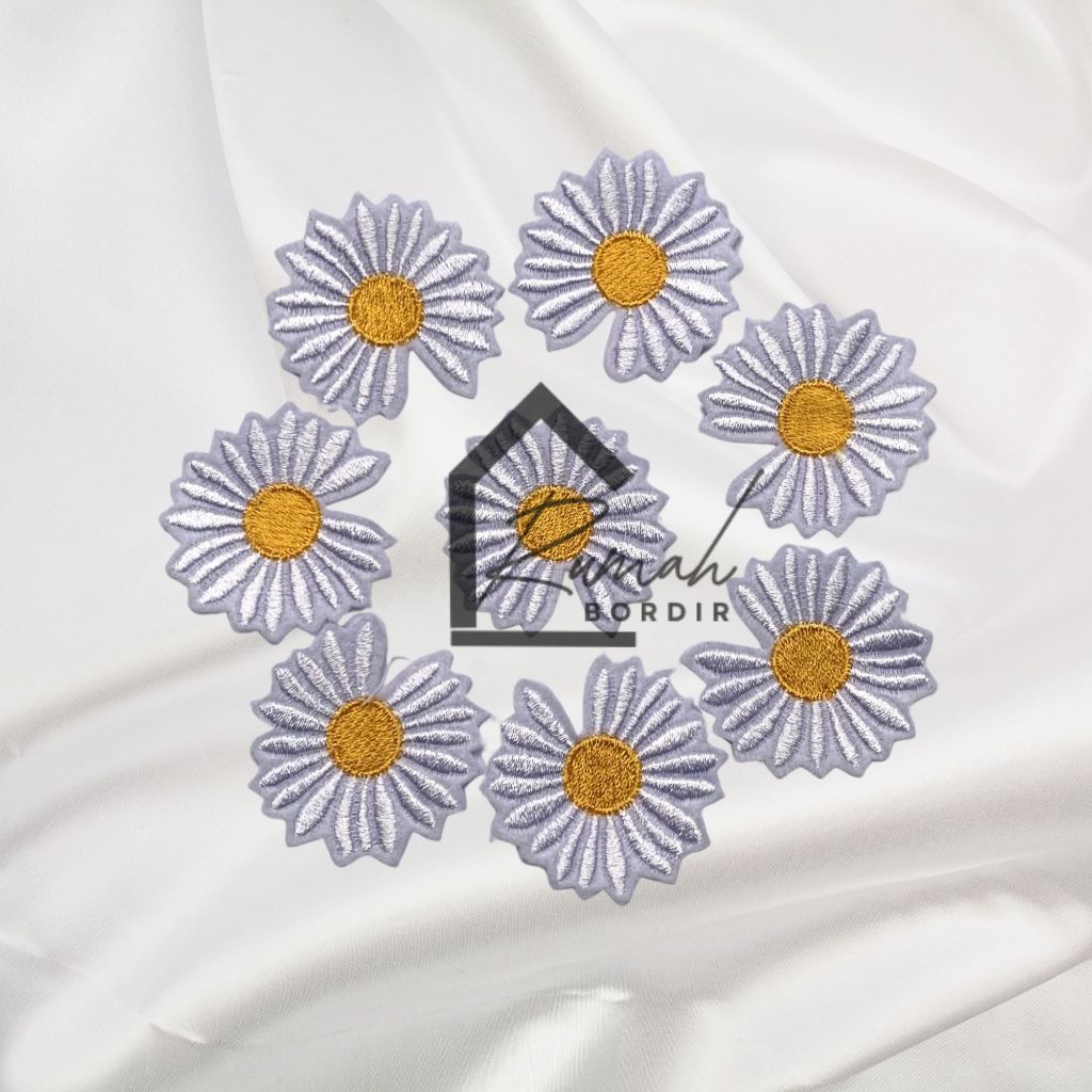Clothes Patch - Patch Bordir Bunga Daisy 4 cm / Patch Bunga