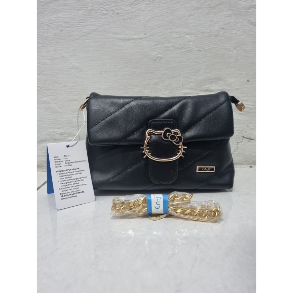 [OFFICIAL/ORIGINAL] EN-JI KIMRI - BLACK SOULDER BAG / TAS SELEMPANG WANITA