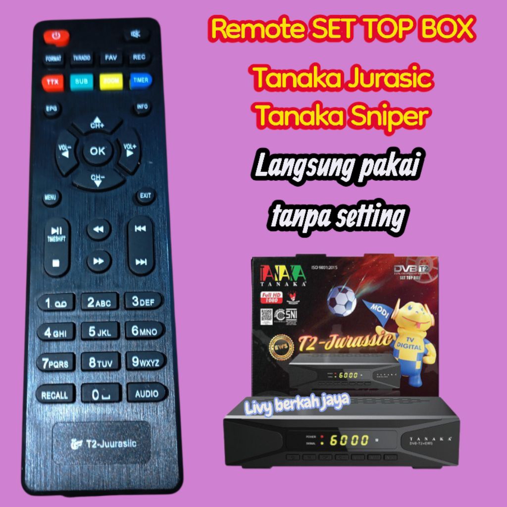 Remote STB TANAKA Jurasic Remote Tanaka Sniper Remote Set Top Box Tanaka Jurasik DVB T2 Remote Tanak