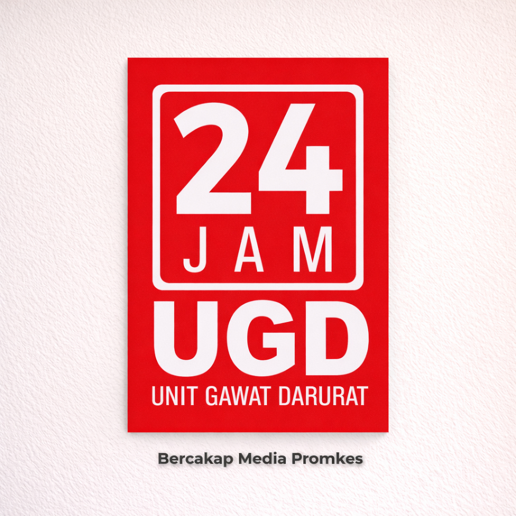 Stiker UGD 24 Jam, Stiker UGD untuk Kaca Maupun Dinding, Sticker Vinyl Waterproof, LAMINATING GLOSSY