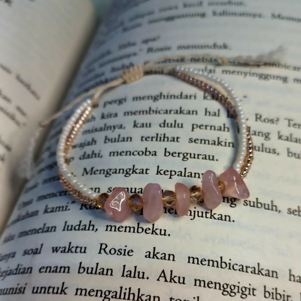 Gelang mix kristal dan batu kerikil gelang manik Jepang asli gelang estetik gelang lucu