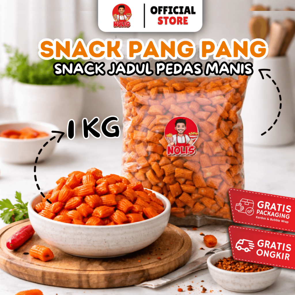 Pang Pang Pedas Manis Nolis Snack & Food | Snack Jadul Kue Bantal Snack Pogo Kiloan Grosir