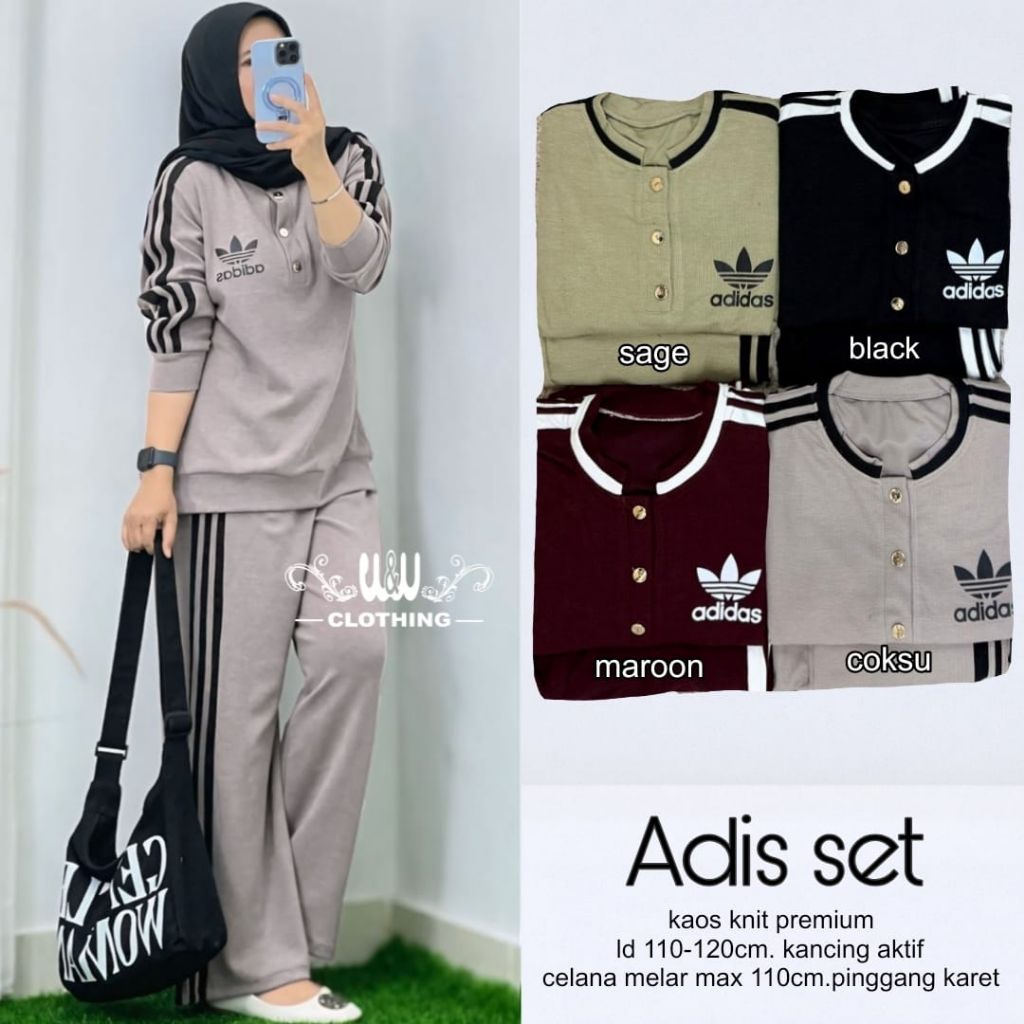 adis set pakaian setelan wanita ld 110-120 bahan knit