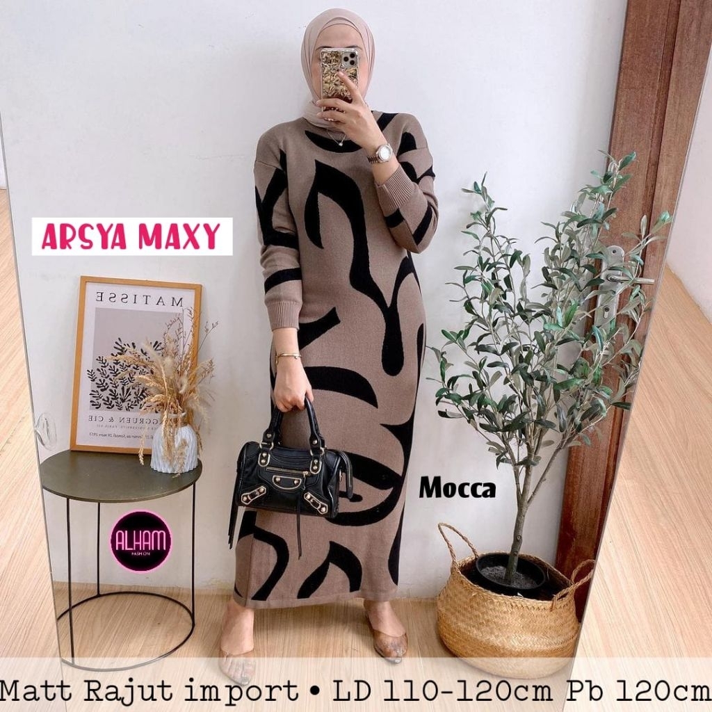 DRESS MAXI WANITA JUMBO/ARSYA/DRESS WANITA RAJUT IMPORT JUMBO LD 130 CM FIT XXXL