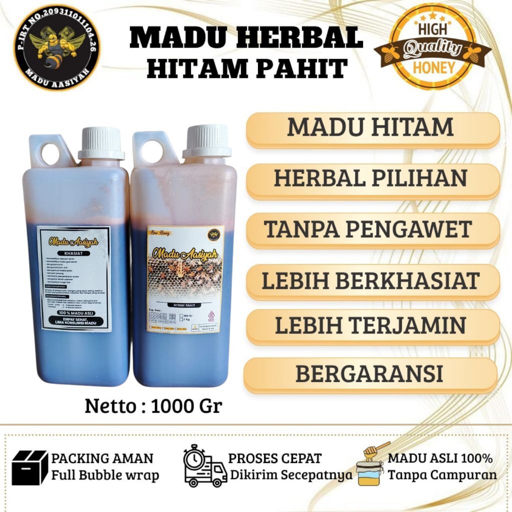 Madu AASIYAH ,Hitam Pahit Herbal 100% Alami