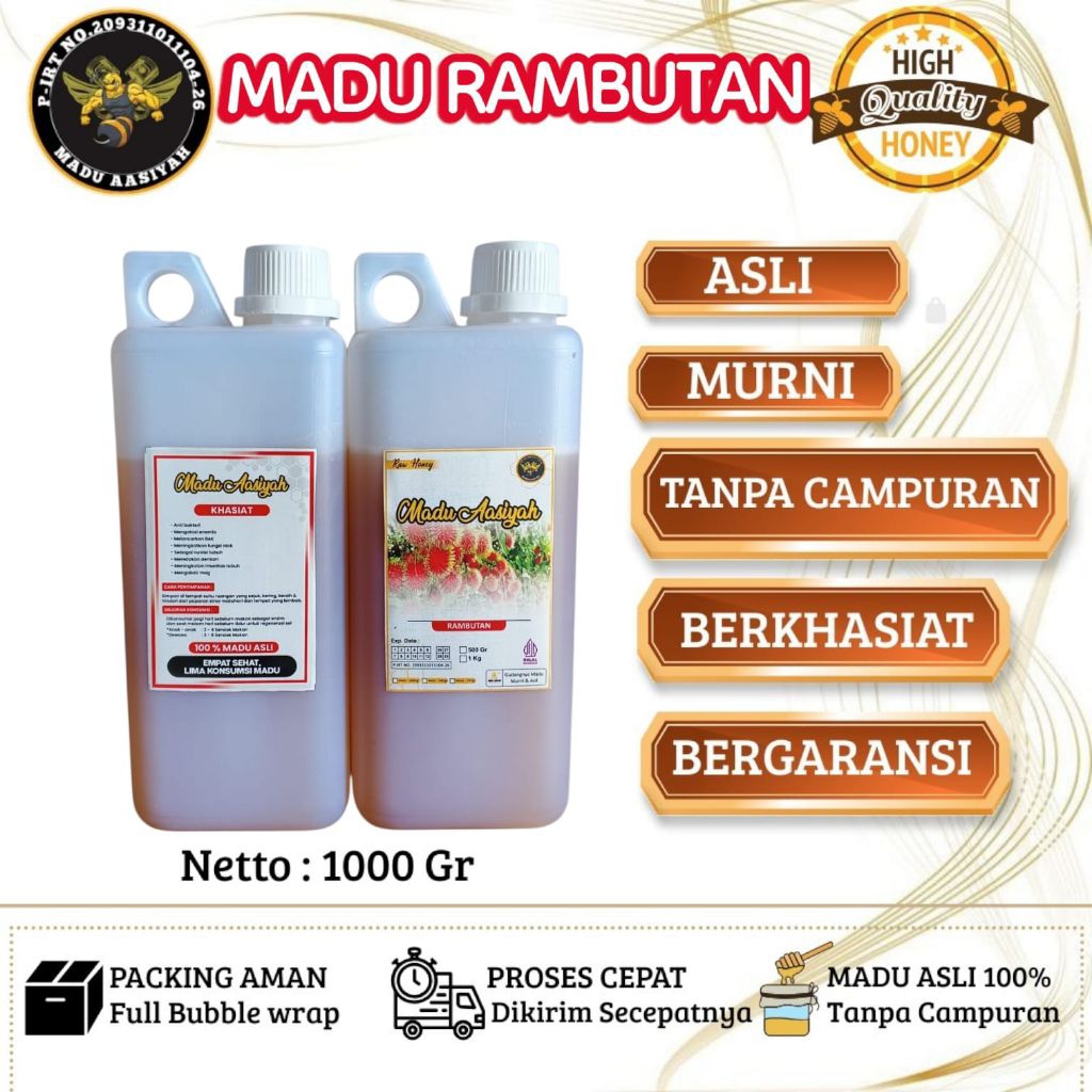 [Raw Honey] AASIYAH Madu Mentah Madu Rambutan 1kg Asli 100% Murni