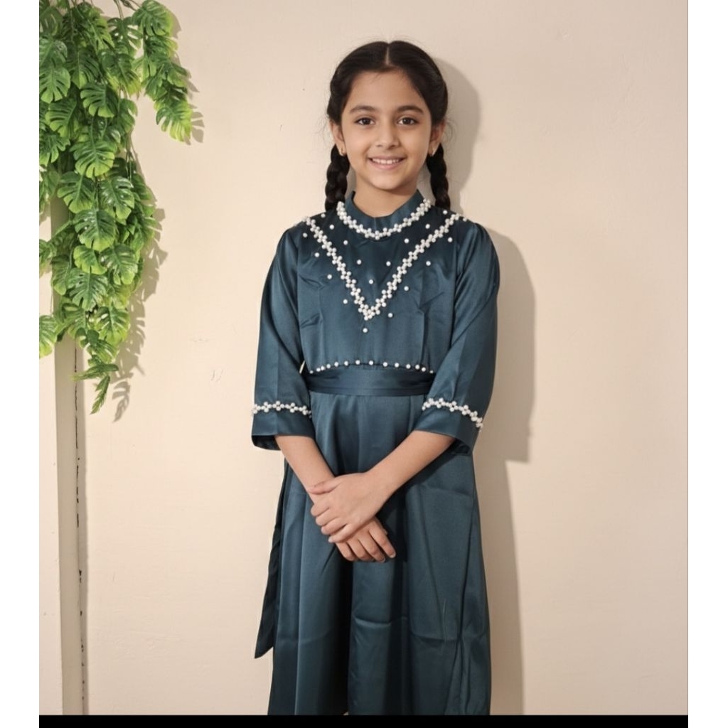 baju dress/gamis kondangan anak baju payet anak baju manik mutiara baju kondangan anak kekinian 2026