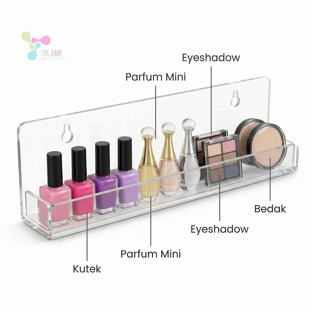 Rak Kutek Akrilik Dinding Gantung Display Nail Art Organizer Parfum Lipstik Multifungsi Serbaguna AK