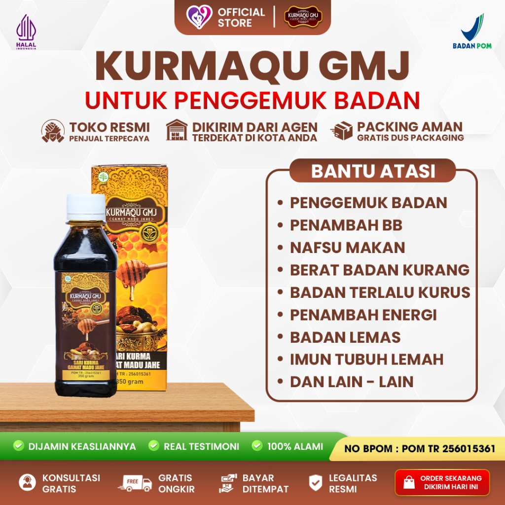 Madu Penggemuk Badan Alami Kurus Pipi Chubby Badan Sulit Gemuk Kurmaqu GMJ Asli BPOM HALAL