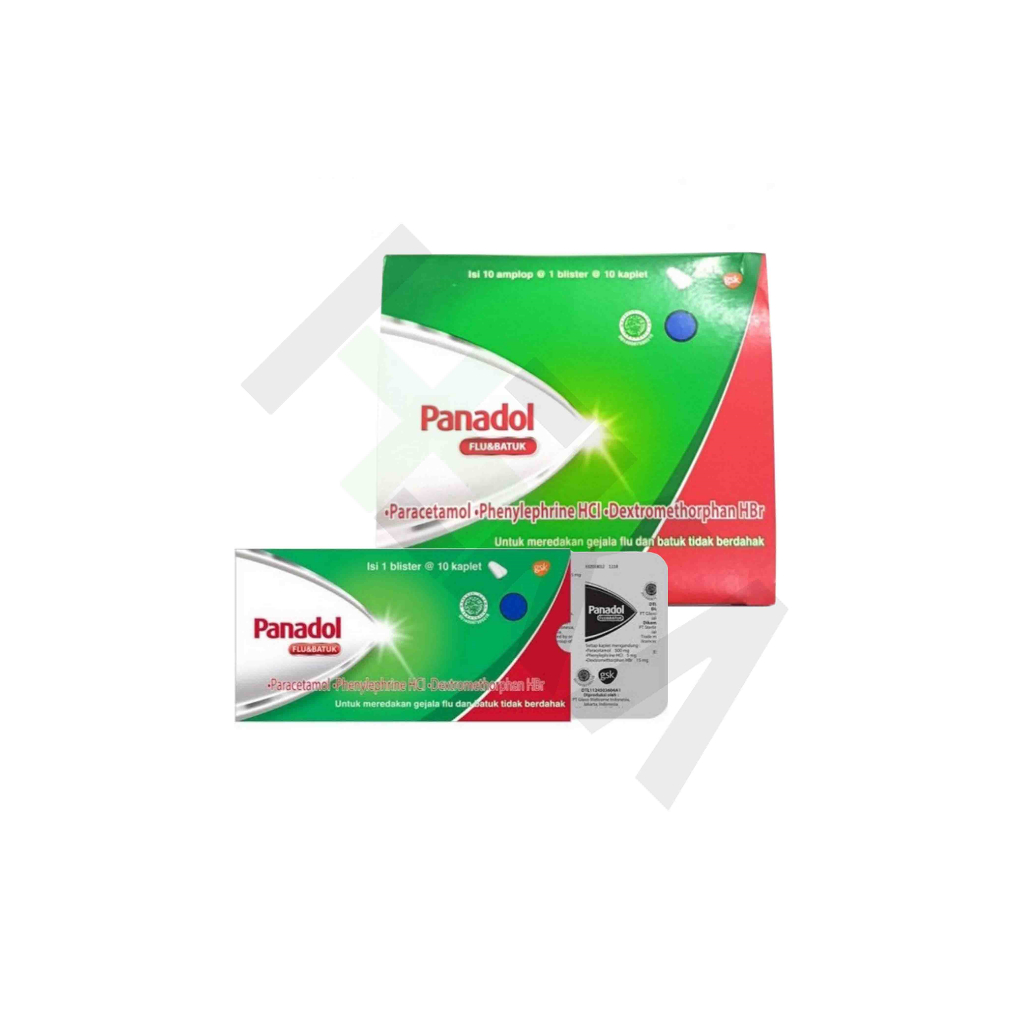 Panadol Cold & Flu Hijau Box isi 10x10 Tablet - Flu dan Batuk [Majapahit]