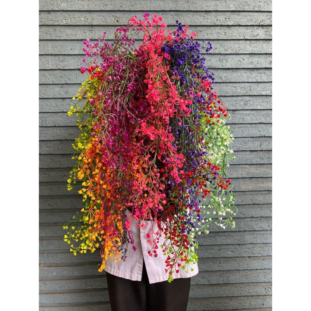 TERLENGKAP TANAMAN HIAS DAUN ANGGREK JUNTAI PLASTIK ARTIFICIAL DAUN KEMUNING DAUN TEROMPET JUNTAI PA